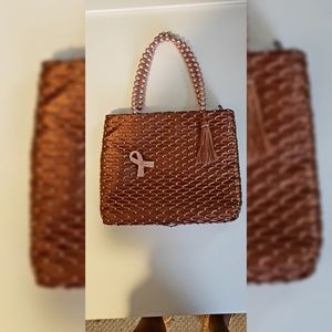 Timmy Woods vintage evening bag, brown and pink